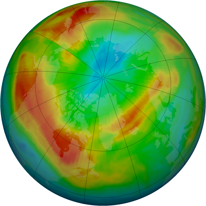 Arctic ozone map for 12 March 1997